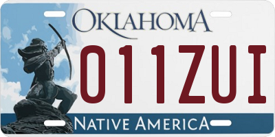 OK license plate 011ZUI