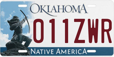 OK license plate 011ZWR