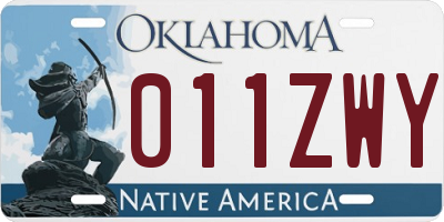 OK license plate 011ZWY