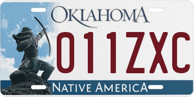 OK license plate 011ZXC
