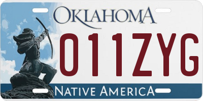 OK license plate 011ZYG
