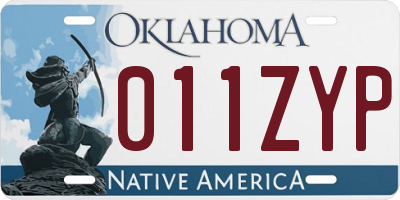 OK license plate 011ZYP