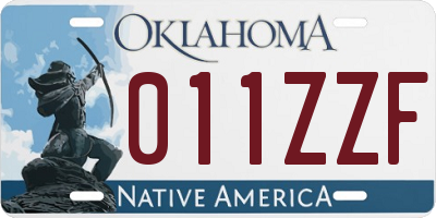 OK license plate 011ZZF