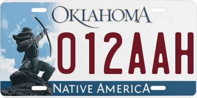 OK license plate 012AAH