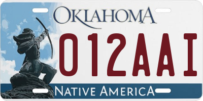 OK license plate 012AAI