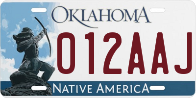 OK license plate 012AAJ