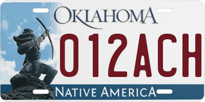 OK license plate 012ACH