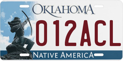 OK license plate 012ACL