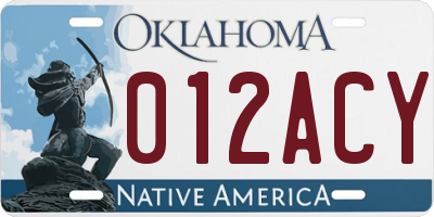 OK license plate 012ACY