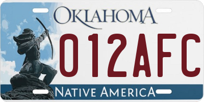 OK license plate 012AFC