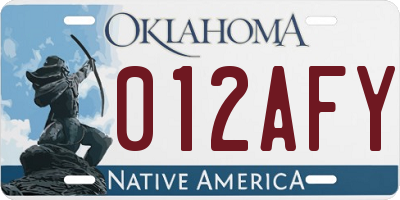 OK license plate 012AFY