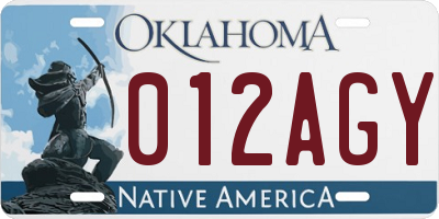 OK license plate 012AGY