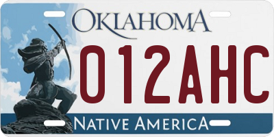 OK license plate 012AHC