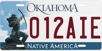 OK license plate 012AIE