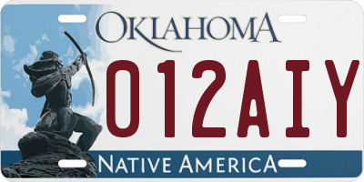 OK license plate 012AIY
