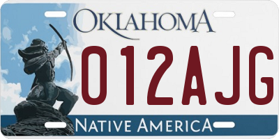 OK license plate 012AJG