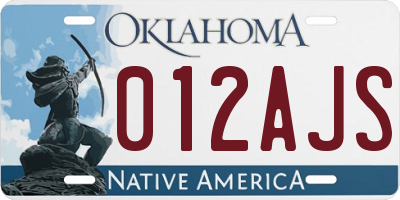 OK license plate 012AJS