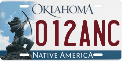 OK license plate 012ANC