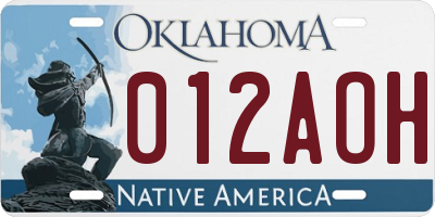 OK license plate 012AOH