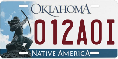 OK license plate 012AOI