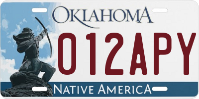 OK license plate 012APY