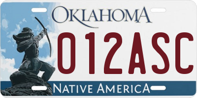 OK license plate 012ASC