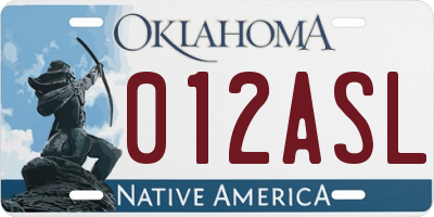OK license plate 012ASL