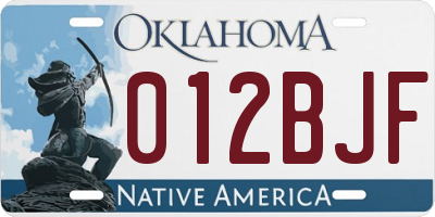 OK license plate 012BJF