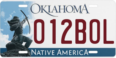OK license plate 012BOL