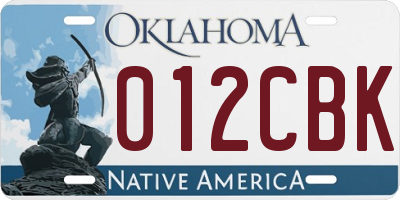 OK license plate 012CBK