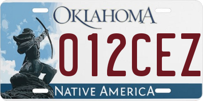 OK license plate 012CEZ