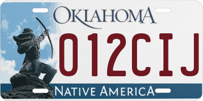 OK license plate 012CIJ
