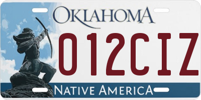 OK license plate 012CIZ