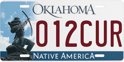 OK license plate 012CUR