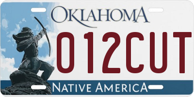 OK license plate 012CUT