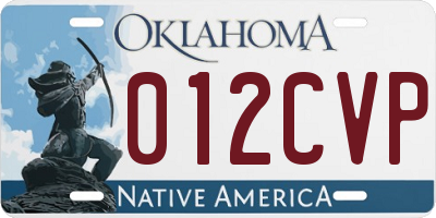 OK license plate 012CVP