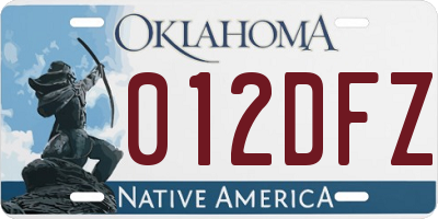 OK license plate 012DFZ