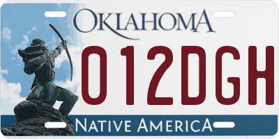 OK license plate 012DGH