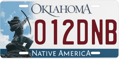 OK license plate 012DNB