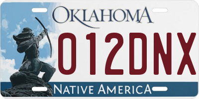 OK license plate 012DNX