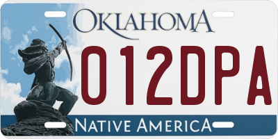 OK license plate 012DPA