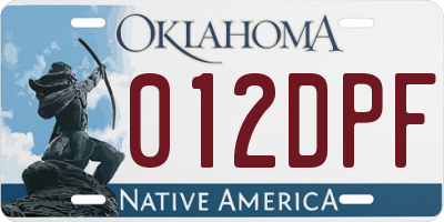 OK license plate 012DPF