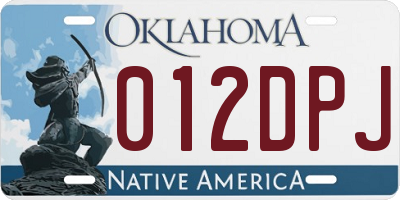 OK license plate 012DPJ