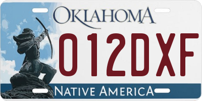 OK license plate 012DXF