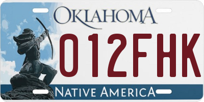 OK license plate 012FHK