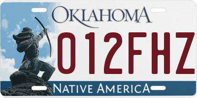 OK license plate 012FHZ