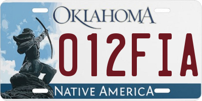 OK license plate 012FIA