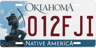 OK license plate 012FJI