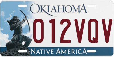 OK license plate 012VQV