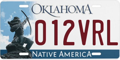 OK license plate 012VRL